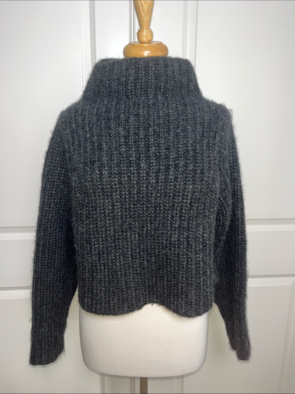 Shaina Mote Chunky Knit Funnel Neck Sweater - Charcoal Size Small